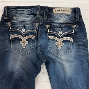 ROCK REVIVAL WOMENS ETTY BOOTCUT DENIM BLUE JEANS SIZE 32